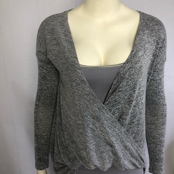 Hi-Low Long Sleeve Wrap Top - Picture 1 of 7
